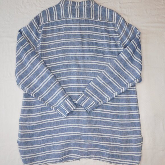 Garnet Hill Linen Long Sleeve Tunic | Blue & White Stripe | Sailor | EUC | Large - Picture 10 of 11